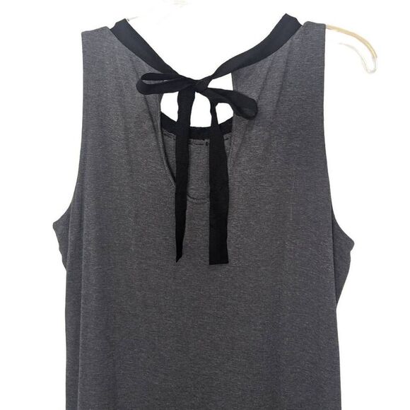 New LOFT Charcoal Jersey Knit Shift Dress Bead Accented Neckline Women Size L - Picture 5 of 9